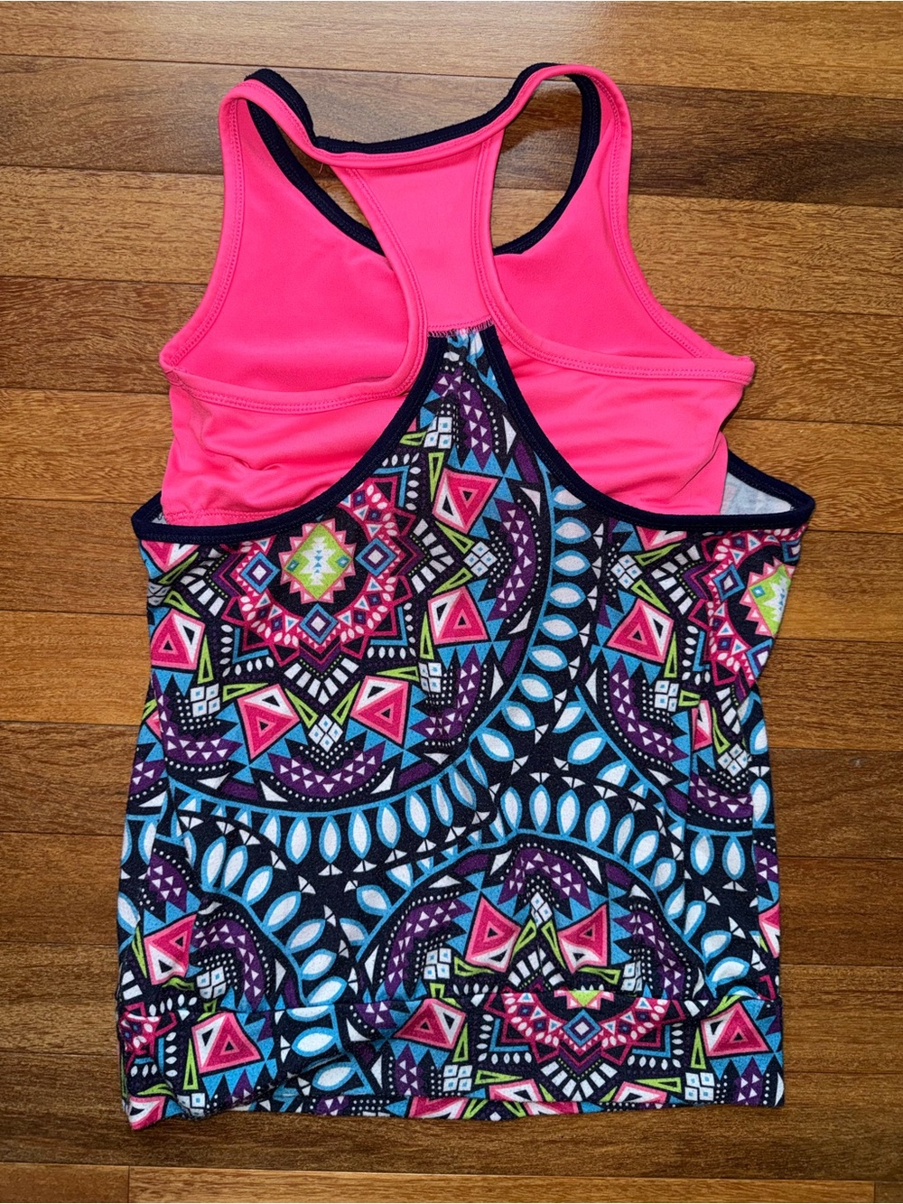Justice Pink & Multi Geometric Racerback Top - Picture 5 of 5